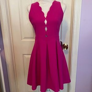 NWT Adelyn Rae Serena Fit and Flare Dress Hot Pink
